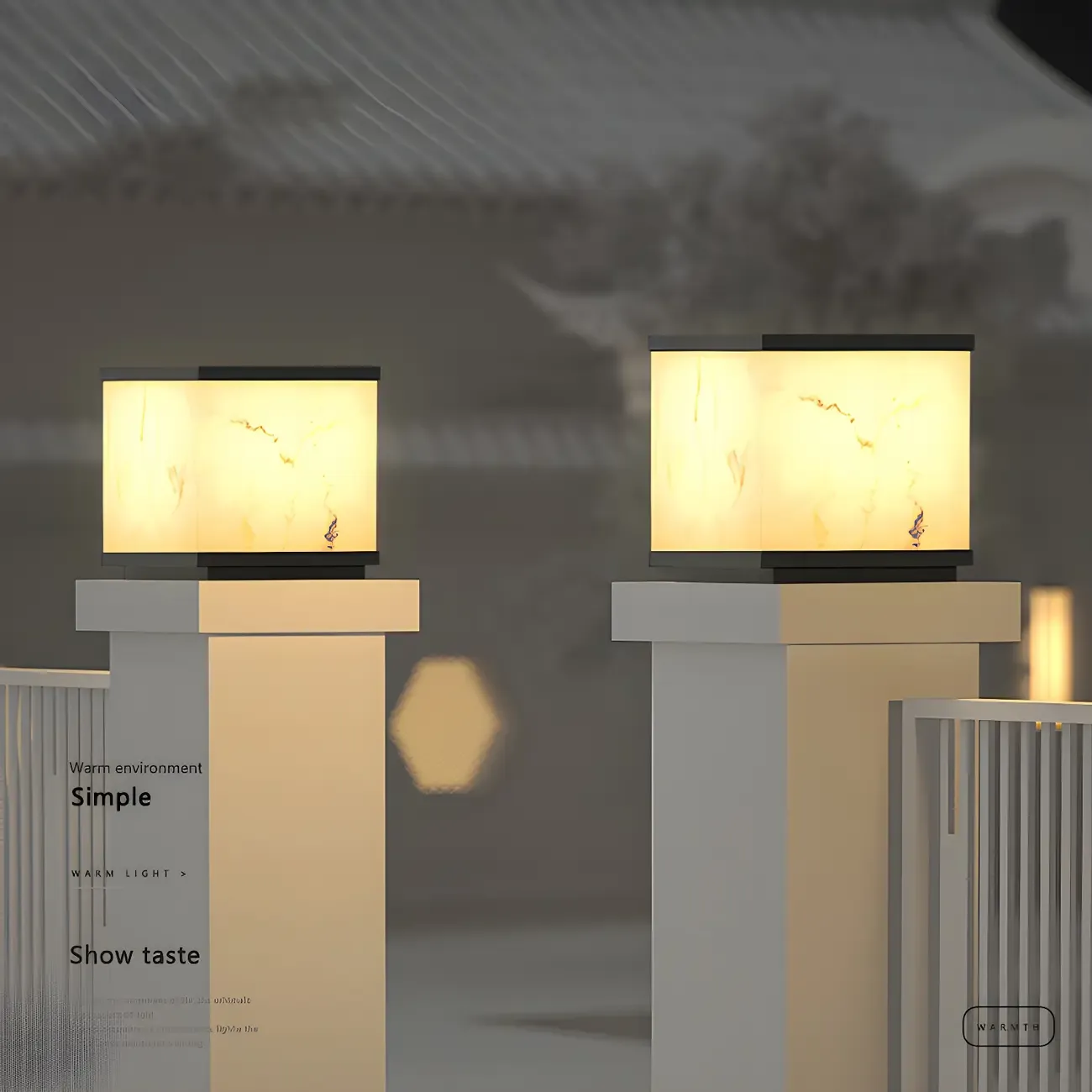 Metal Square Shape Outdoor Light Modern Style 1-Light Waterproof Pillar Lamp Image - 14