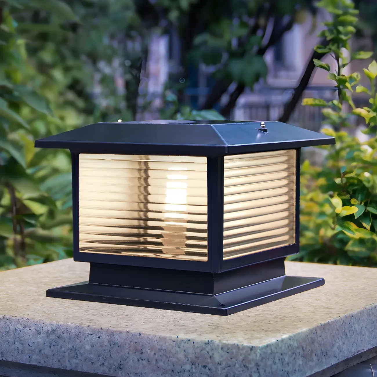 Waterproof Solar Energy Pillar Light LED Aluminum with Glass Shade for Outdoor Image - 1