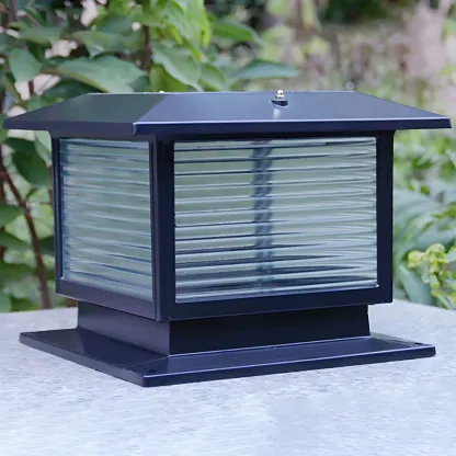 Waterproof Solar Energy Pillar Light LED Aluminum with Glass Shade for Outdoor Image - 2