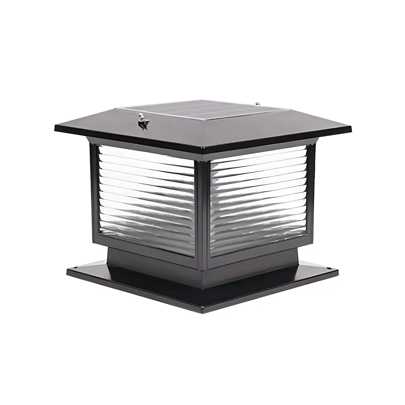 Waterproof Solar Energy Pillar Light LED Aluminum with Glass Shade for Outdoor Image - 6