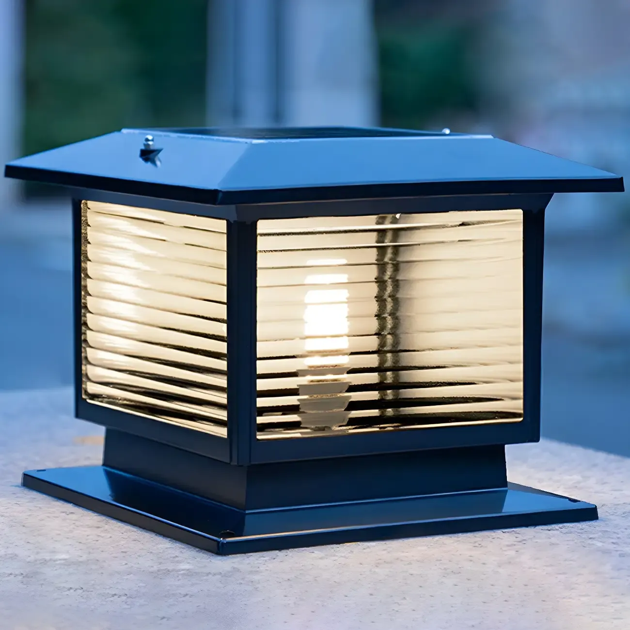 Waterproof Solar Energy Pillar Light LED Aluminum with Glass Shade for Outdoor Image - 7