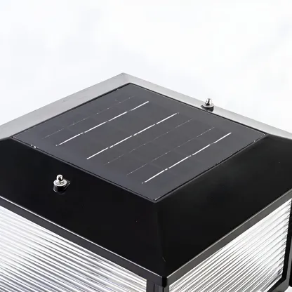 Waterproof Solar Energy Pillar Light LED Aluminum with Glass Shade for Outdoor Image - 9