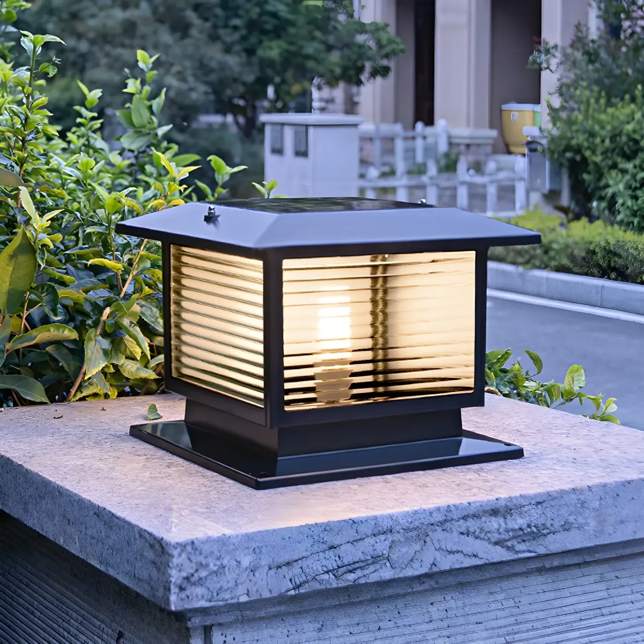 Waterproof Solar Energy Pillar Light LED Aluminum with Glass Shade for Outdoor Image - 11