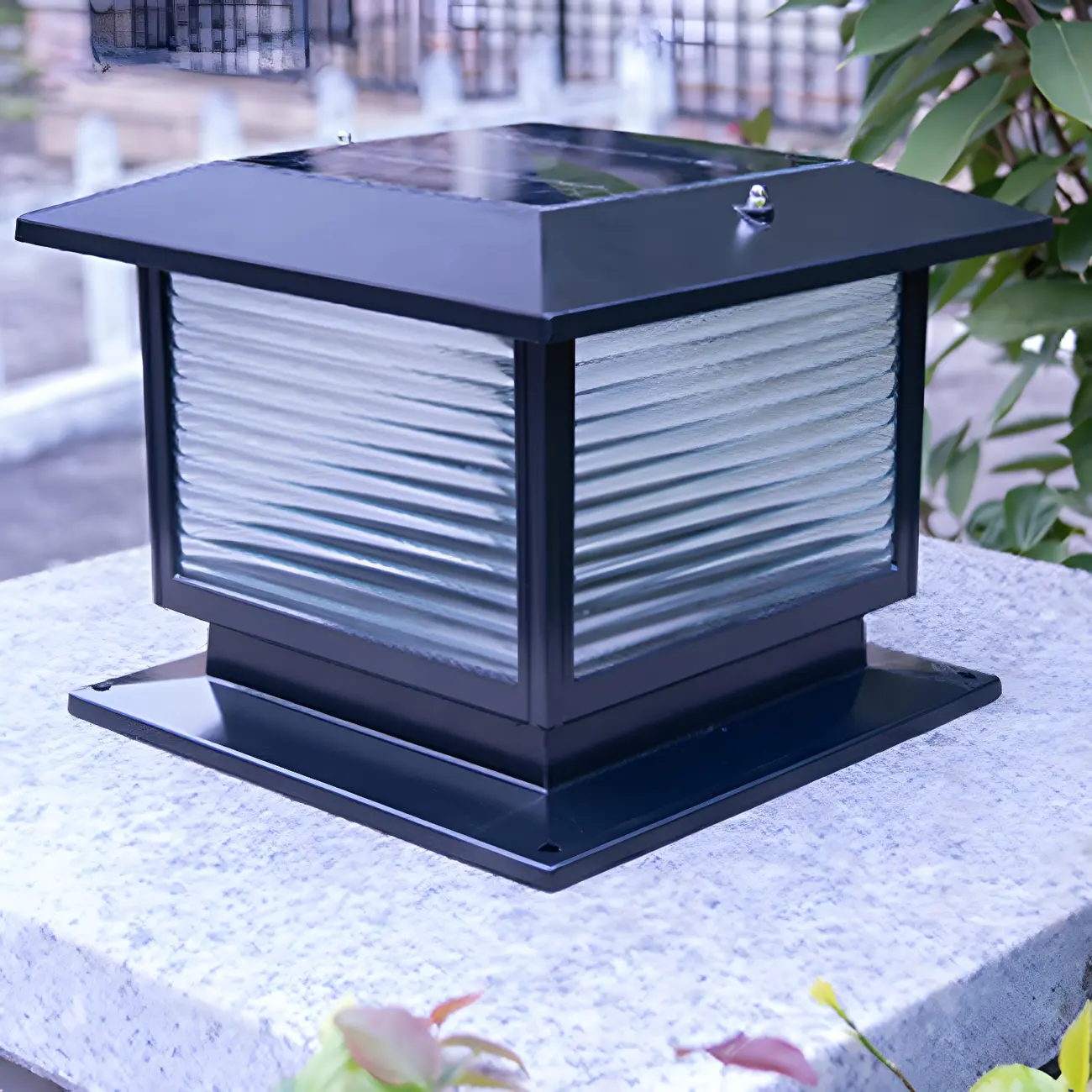 Waterproof Solar Energy Pillar Light LED Aluminum with Glass Shade for Outdoor Image - 12 | homeyfad