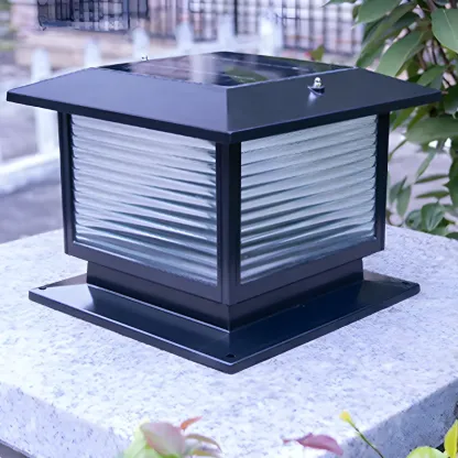 Waterproof Solar Energy Pillar Light LED Aluminum with Glass Shade for Outdoor Image - 12