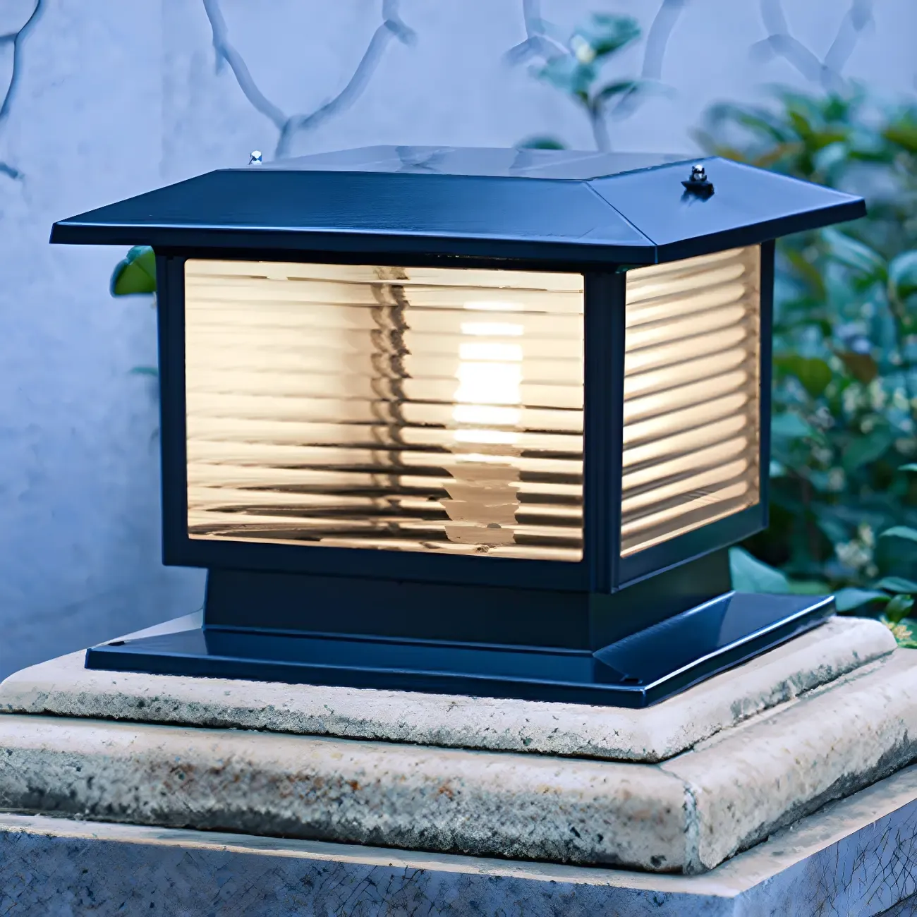 Waterproof Solar Energy Pillar Light LED Aluminum with Glass Shade for Outdoor Image - 13