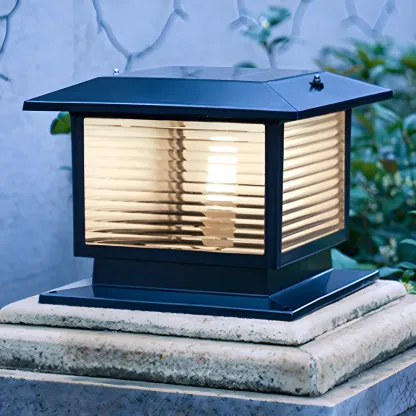 Waterproof Solar Energy Pillar Light LED Aluminum with Glass Shade for Outdoor Image - 13