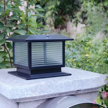 Waterproof Solar Energy Pillar Light LED Aluminum with Glass Shade for Outdoor Image - 14