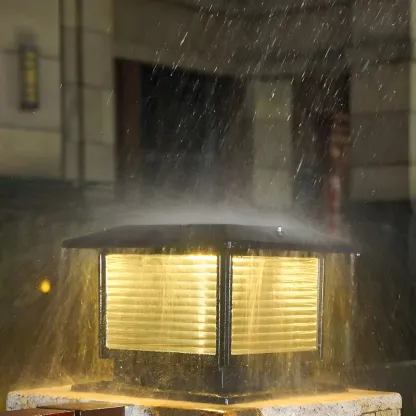 Waterproof Solar Energy Pillar Light LED Aluminum with Glass Shade for Outdoor Image - 15