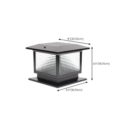 Waterproof Solar Energy Pillar Light LED Aluminum with Glass Shade for Outdoor #size