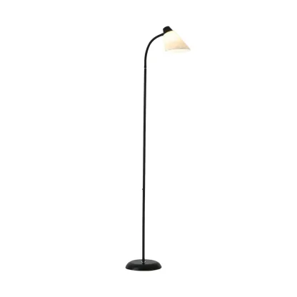 Metal Minimalist White Modern Floor Lamp with Fabric Shade Image - 6