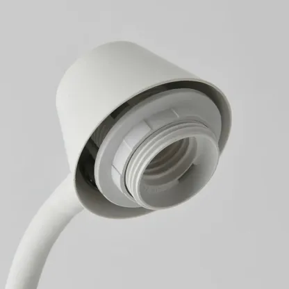 Metal Minimalist White Modern Floor Lamp with Fabric Shade Image - 8
