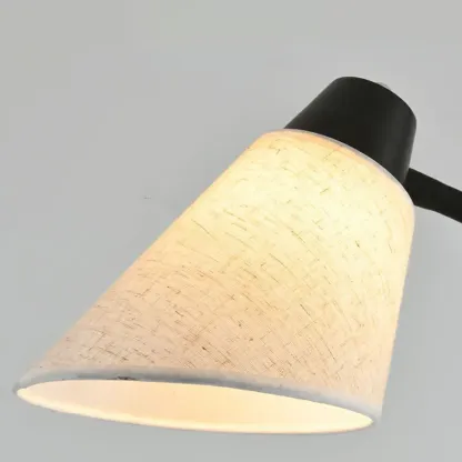 Metal Minimalist White Modern Floor Lamp with Fabric Shade Image - 9
