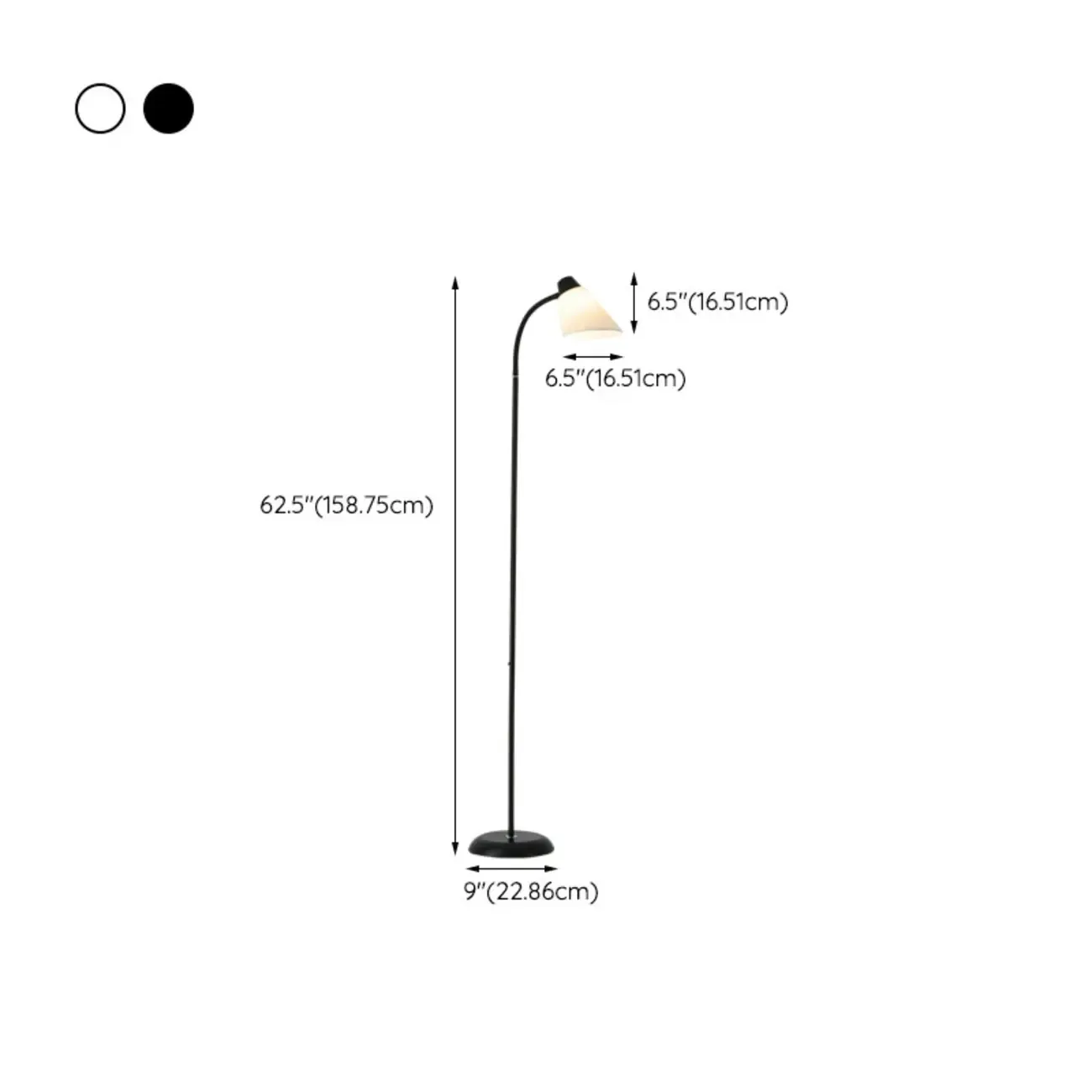 Metal Minimalist White Modern Floor Lamp with Fabric Shade #size