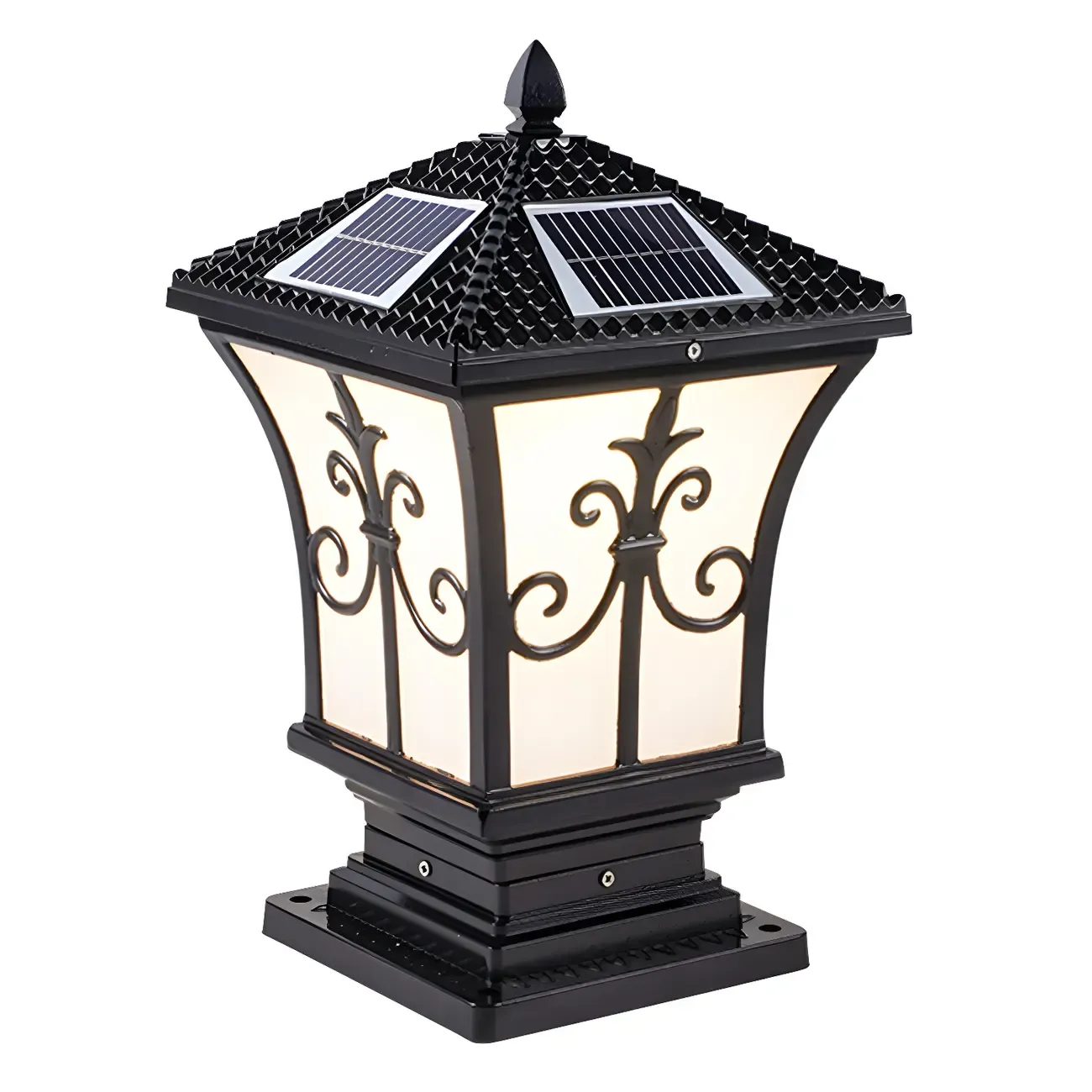 Rectangular Shape Metal Solar Pillar Lamp Modern Style 1-Light Outdoor Lights Image - 2