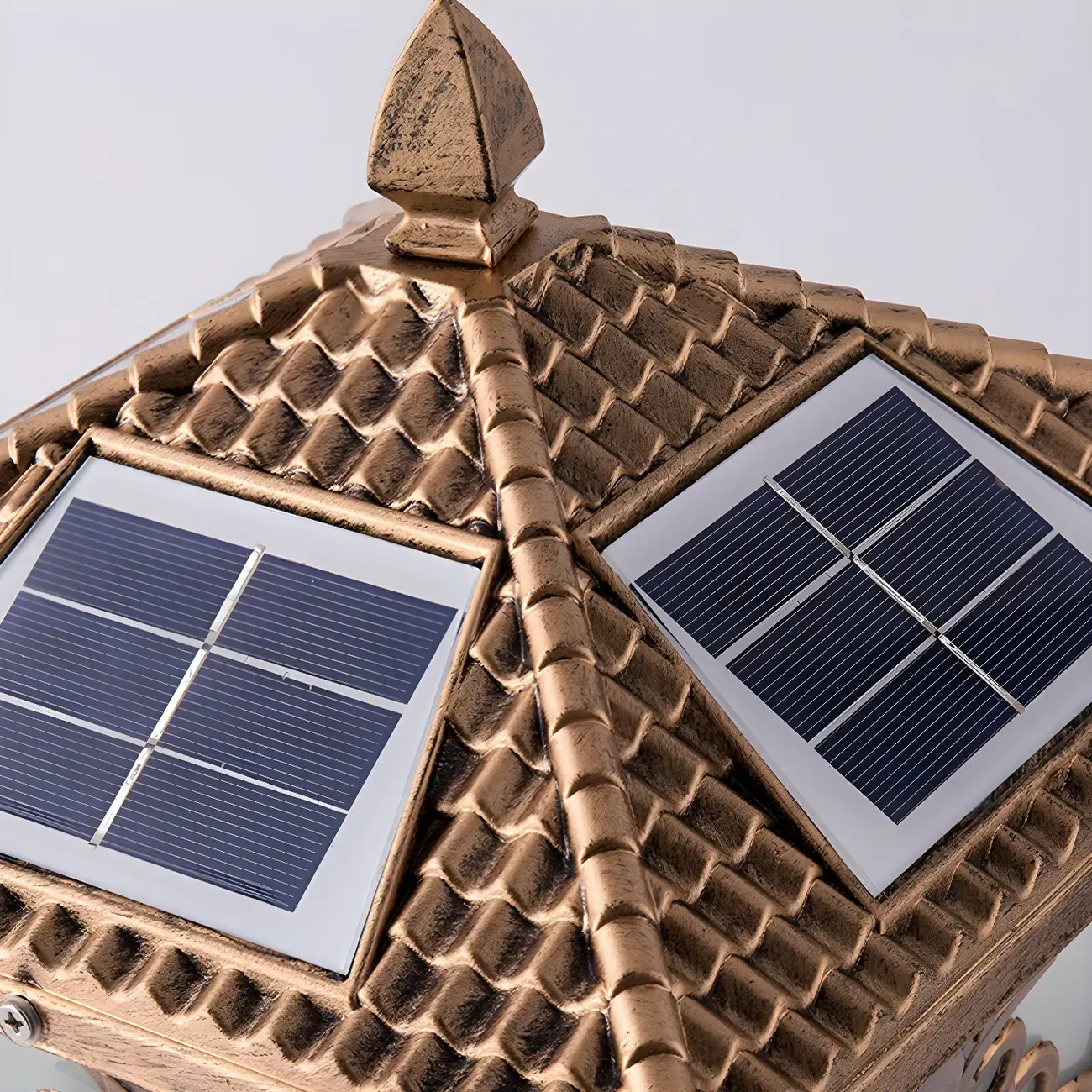 Rectangular Shape Metal Solar Pillar Lamp Modern Style 1-Light Outdoor Lights Image - 9