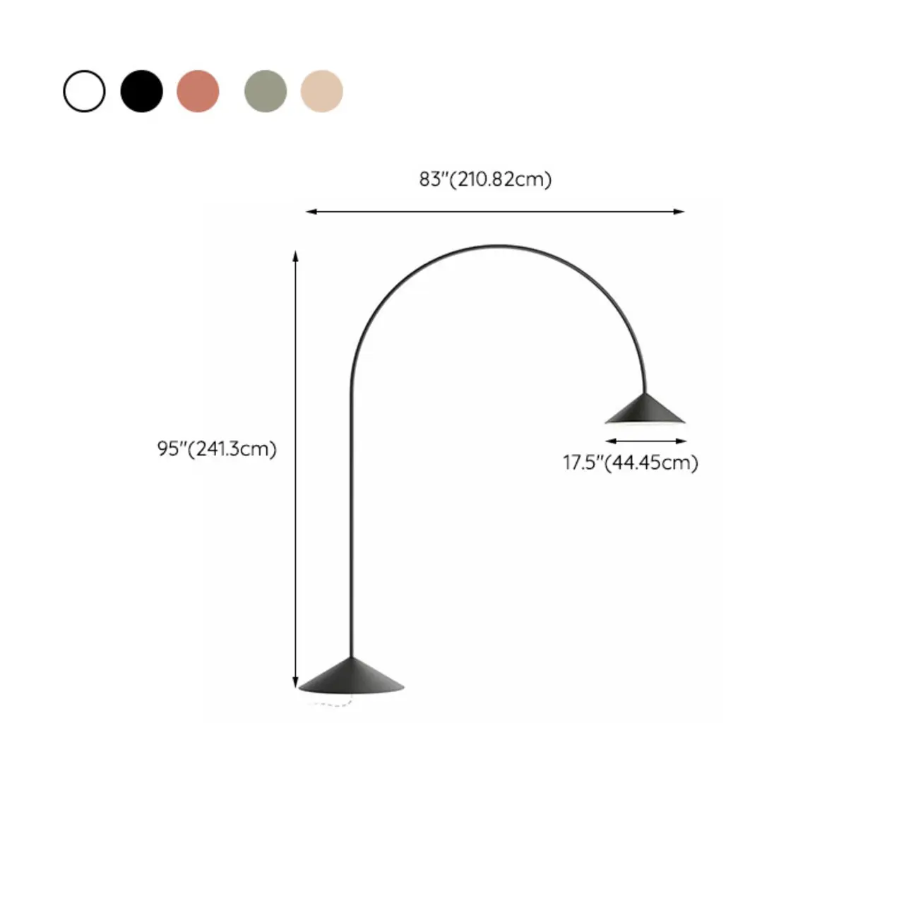 Dimmable LED Arc Floor Lamp with Remote for Living Room #size
