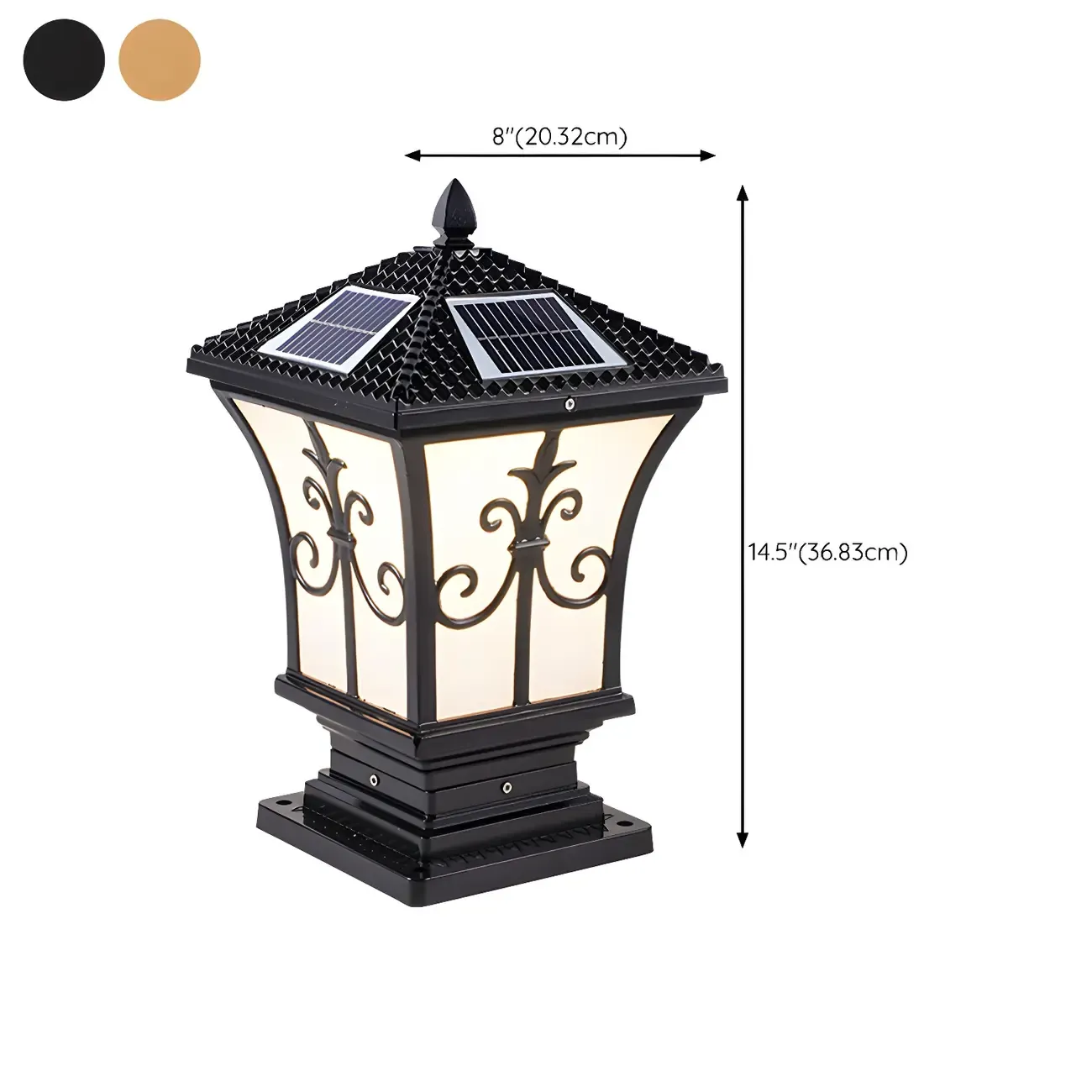 Rectangular Shape Metal Solar Pillar Lamp Modern Style 1-Light Outdoor Lights Image - 21