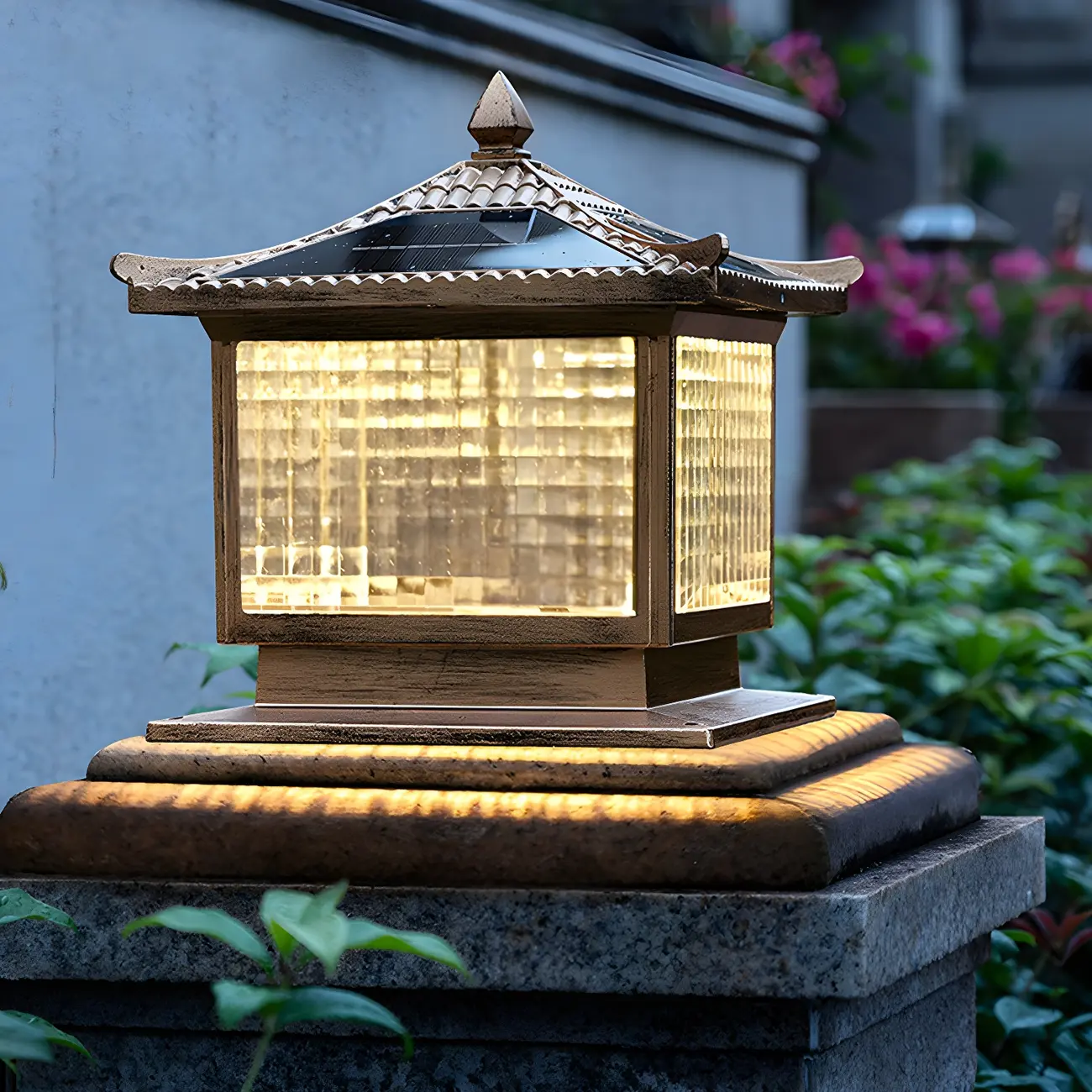 Rectangular Shape Metal Solar Pillar Lamp Modern-Style 1 Light Outdoor Waterproof Light Image - 1 | homeyfad