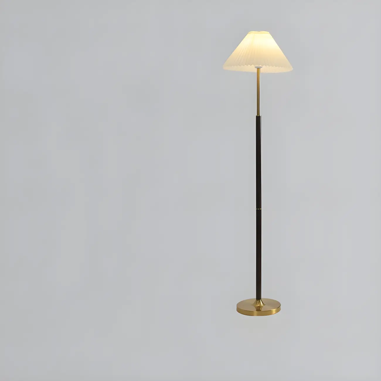 Adjustable Black Gold Metal Floor Lamp with White Pleated Shade  Image - 2 | homeyfad