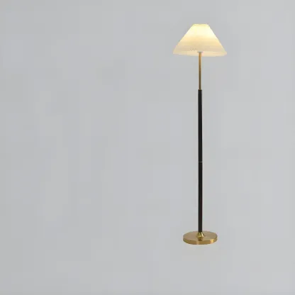 Adjustable Black Gold Metal Floor Lamp with White Pleated Shade  Image - 2