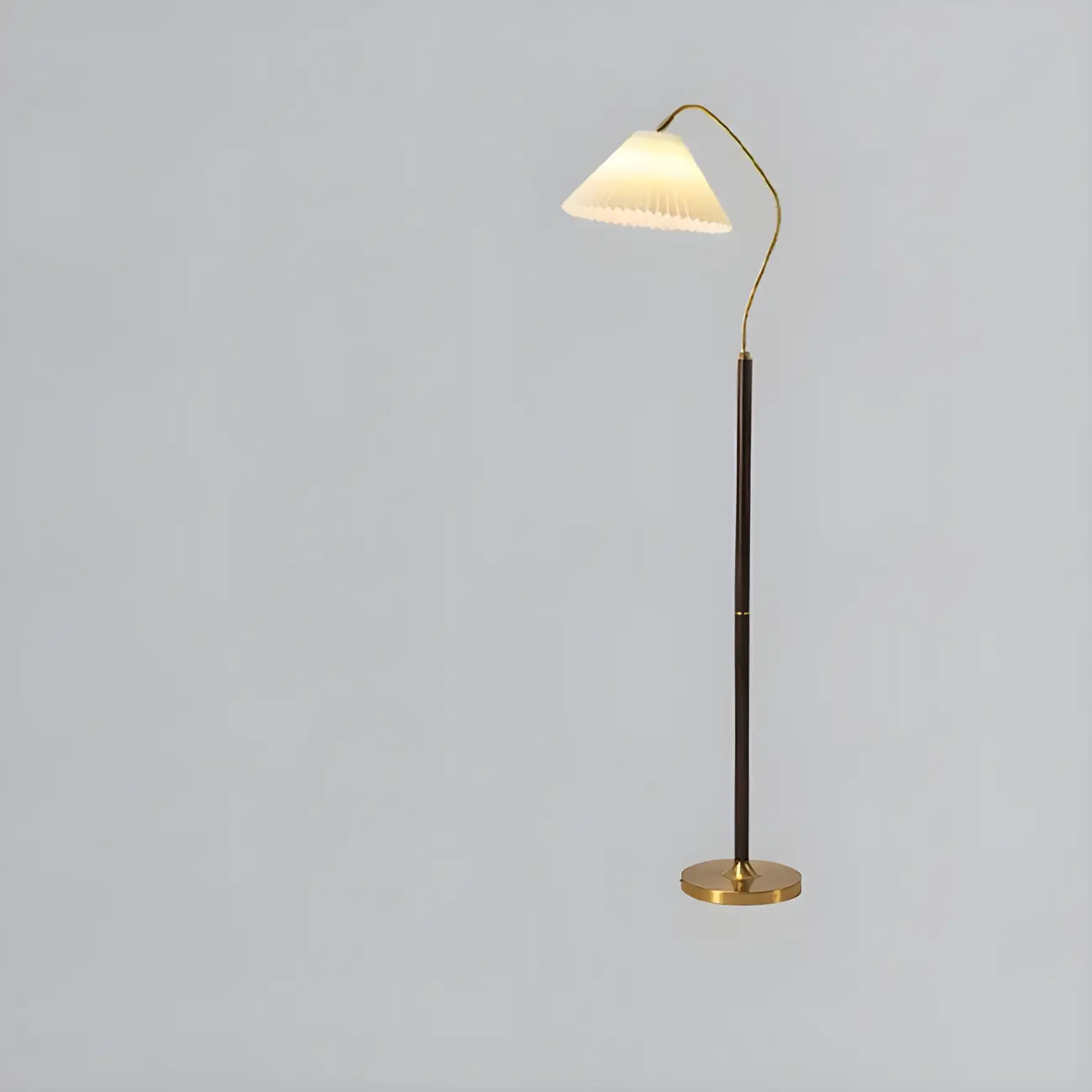 Adjustable Black Gold Metal Floor Lamp with White Pleated Shade  Image - 3 | homeyfad