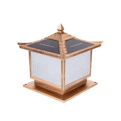 Rectangular Shape Metal Solar Pillar Lamp Modern-Style 1 Light Outdoor Waterproof Light Image - 6