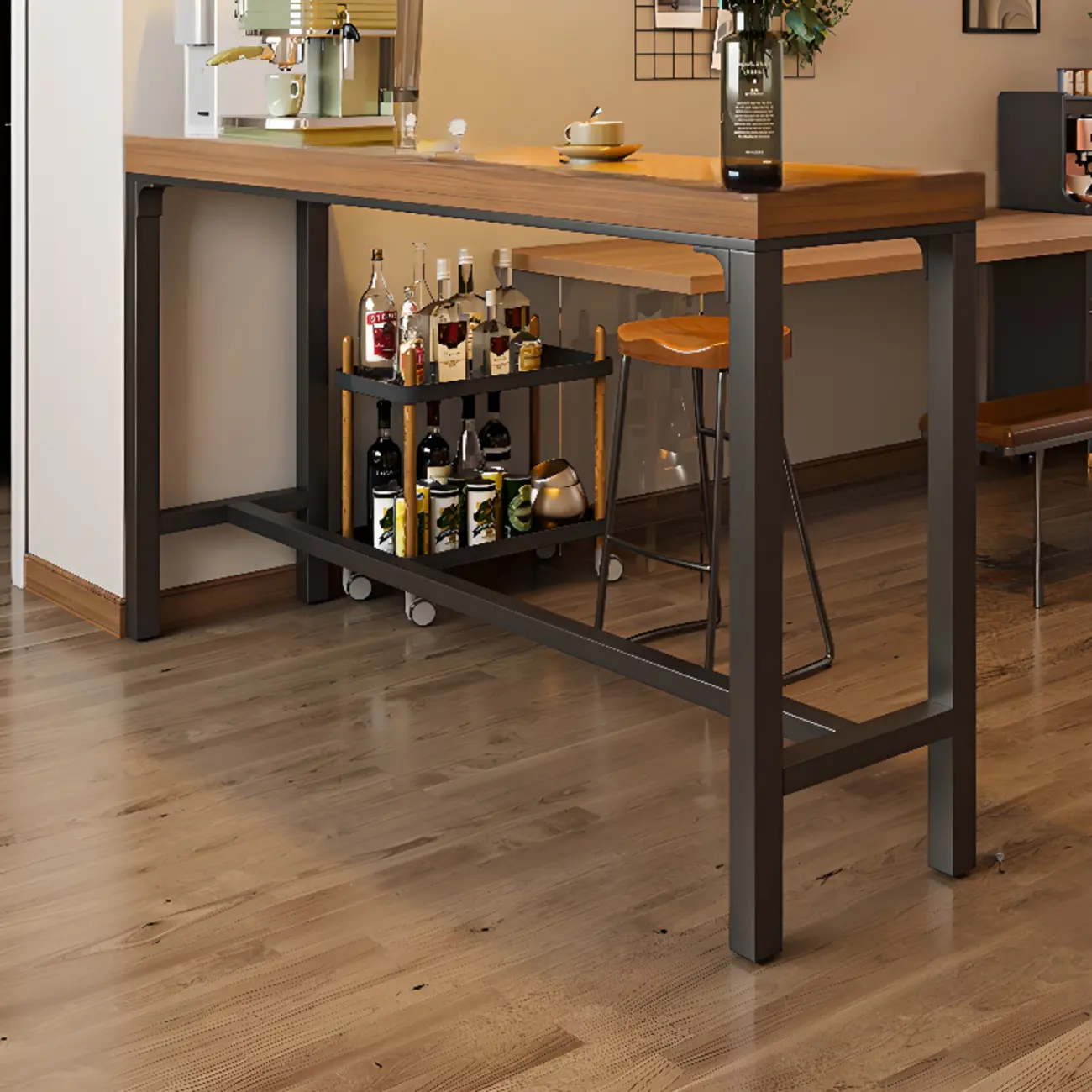 Elegant Brown Bar Height Dining Set with Metal Base Image - 2 | homeyfad