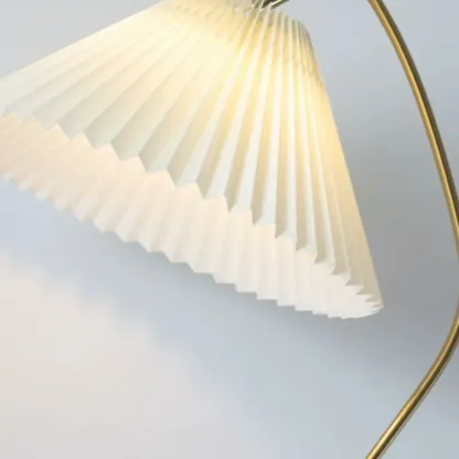 Adjustable Black Gold Metal Floor Lamp with White Pleated Shade  Image - 9