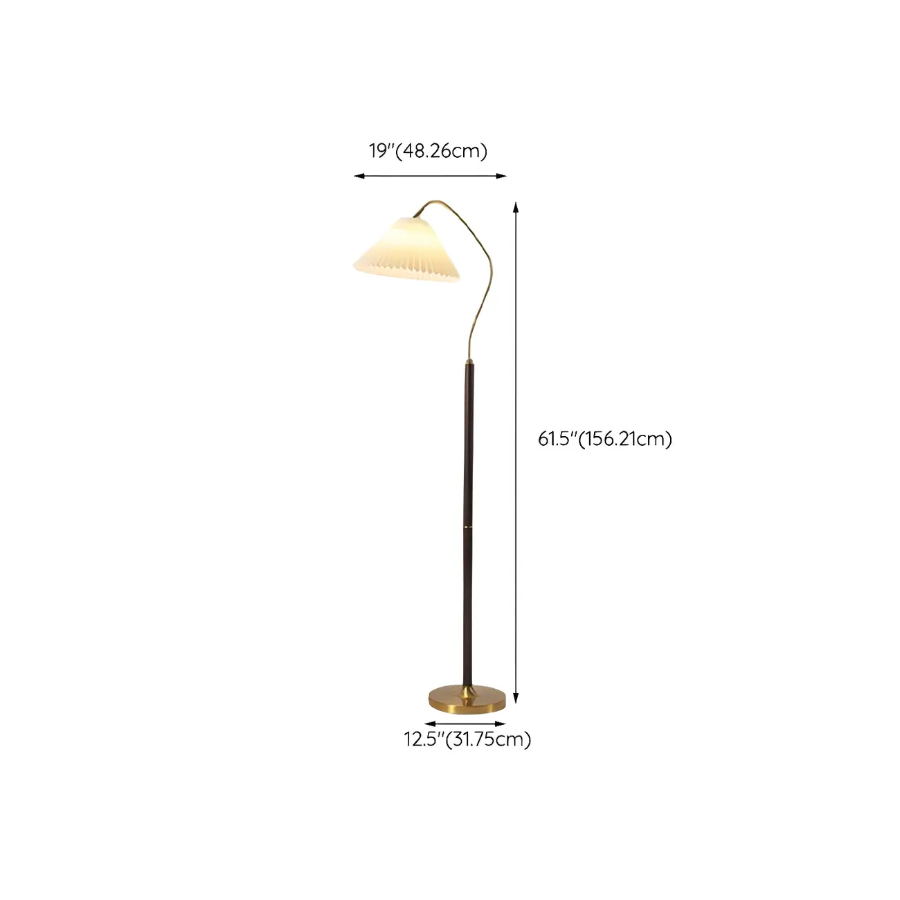 Adjustable Black Gold Metal Floor Lamp with White Pleated Shade  Image - 13 | homeyfad