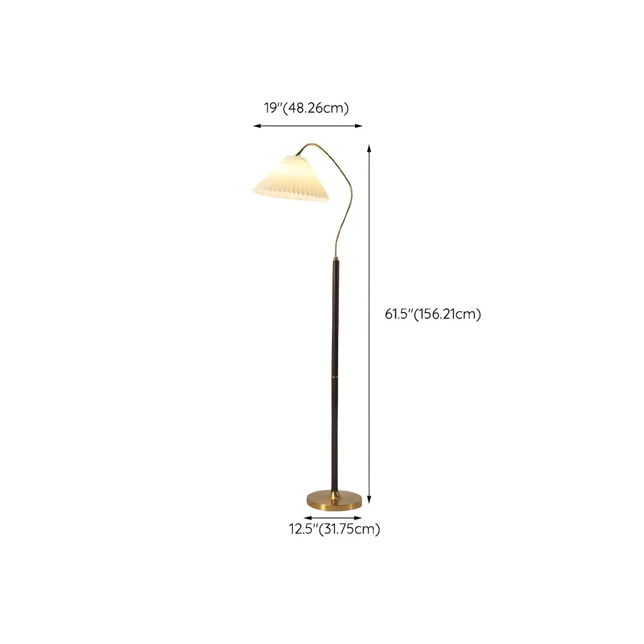 Adjustable Black Gold Metal Floor Lamp with White Pleated Shade  Image - 13