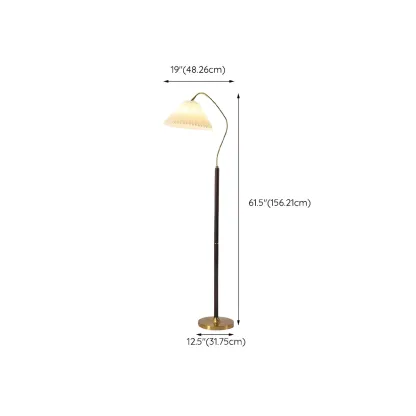 Adjustable Black Gold Metal Floor Lamp with White Pleated Shade  Image - 13