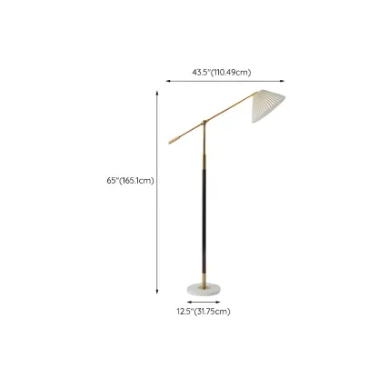Adjustable Black Gold Metal Floor Lamp with White Pleated Shade  Image - 14