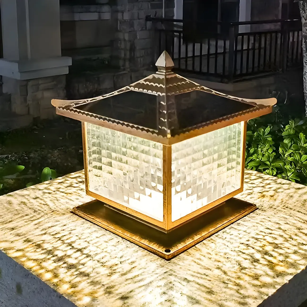 Rectangular Shape Metal Solar Pillar Lamp Modern-Style 1 Light Outdoor Waterproof Light Image - 13