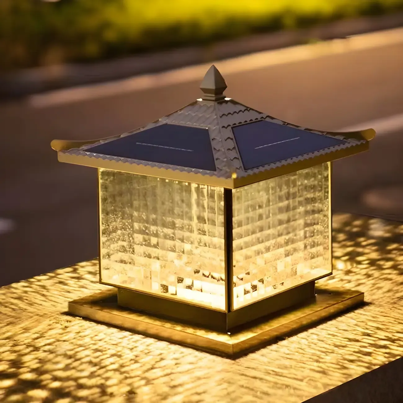 Rectangular Shape Metal Solar Pillar Lamp Modern-Style 1 Light Outdoor Waterproof Light Image - 14