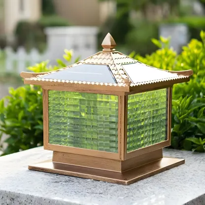 Rectangular Shape Metal Solar Pillar Lamp Modern-Style 1 Light Outdoor Waterproof Light Image - 16