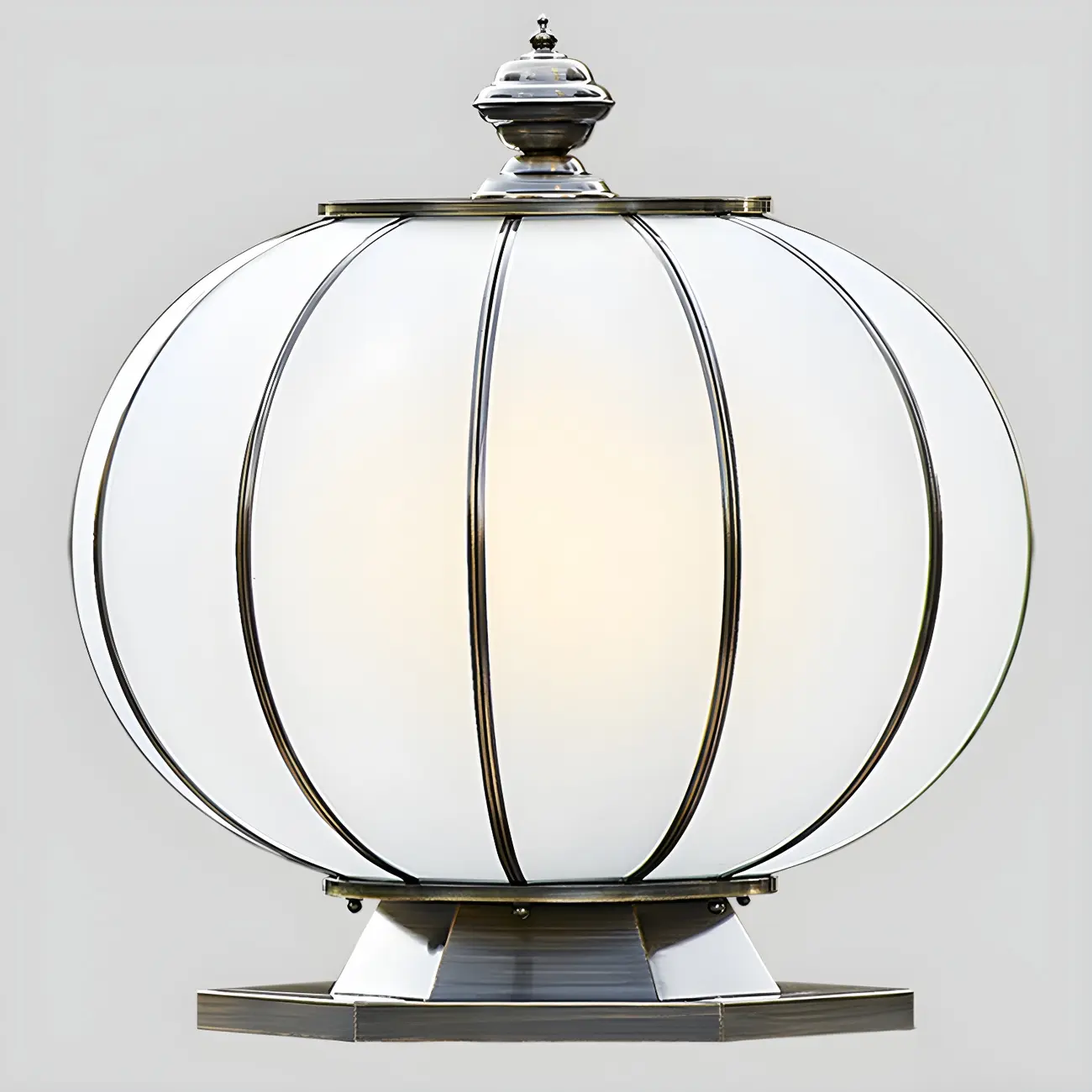 Round Shape Metal Solar Pillar Lamp Modern Style 1 Light Outdoor Light Image - 3 | homeyfad