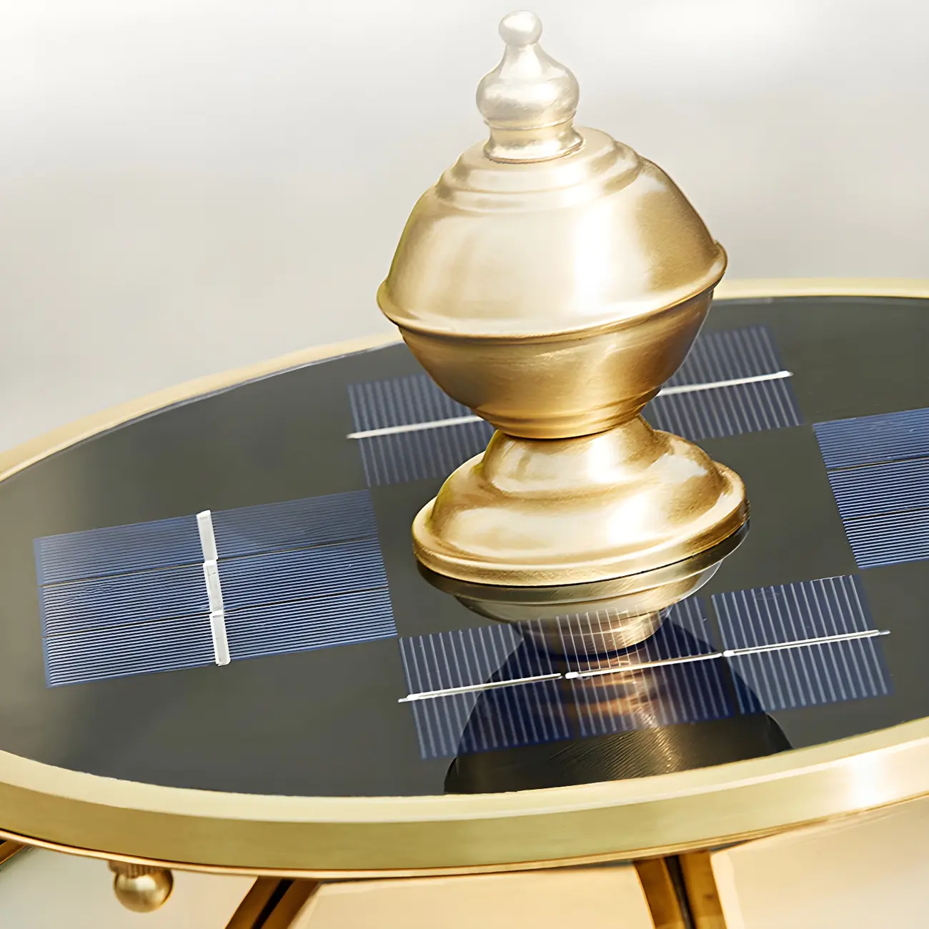 Round Shape Metal Solar Pillar Lamp Modern Style 1 Light Outdoor Light Image - 9 | homeyfad