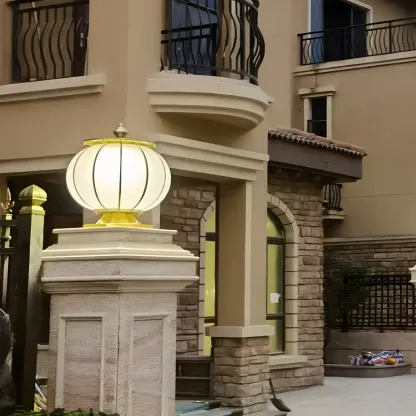 Round Shape Metal Solar Pillar Lamp Modern Style 1 Light Outdoor Light Image - 13