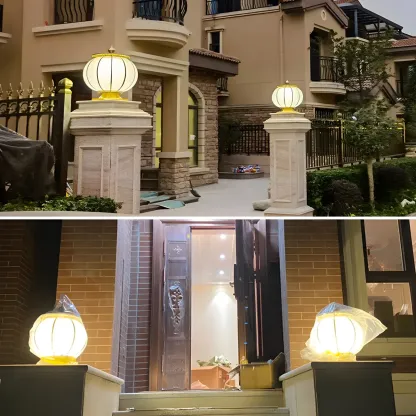 Round Shape Metal Solar Pillar Lamp Modern Style 1 Light Outdoor Light Image - 15