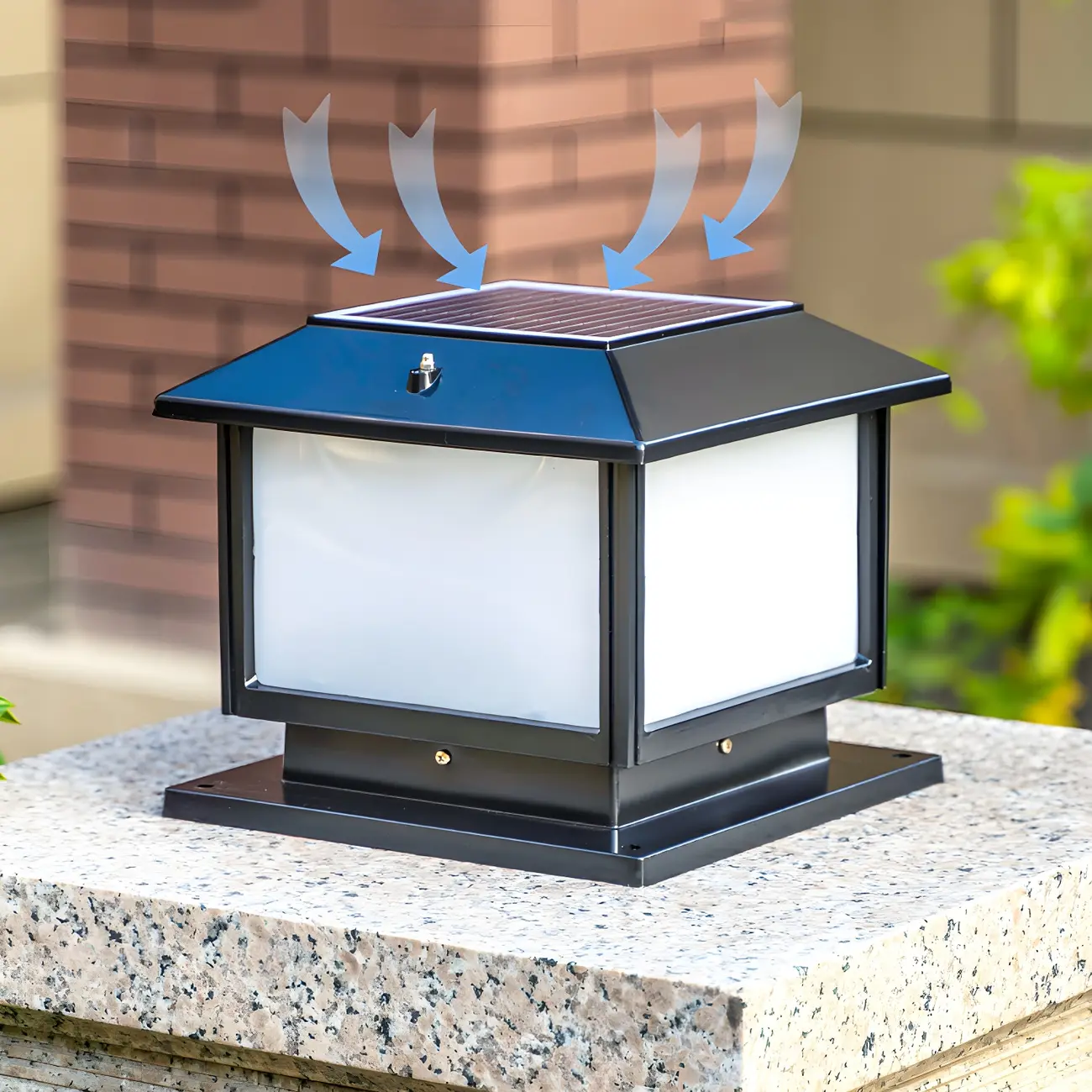 Geometric LED Pillar Light Modern Solar Lighting Fixture for Garden Image - 2 | homeyfad