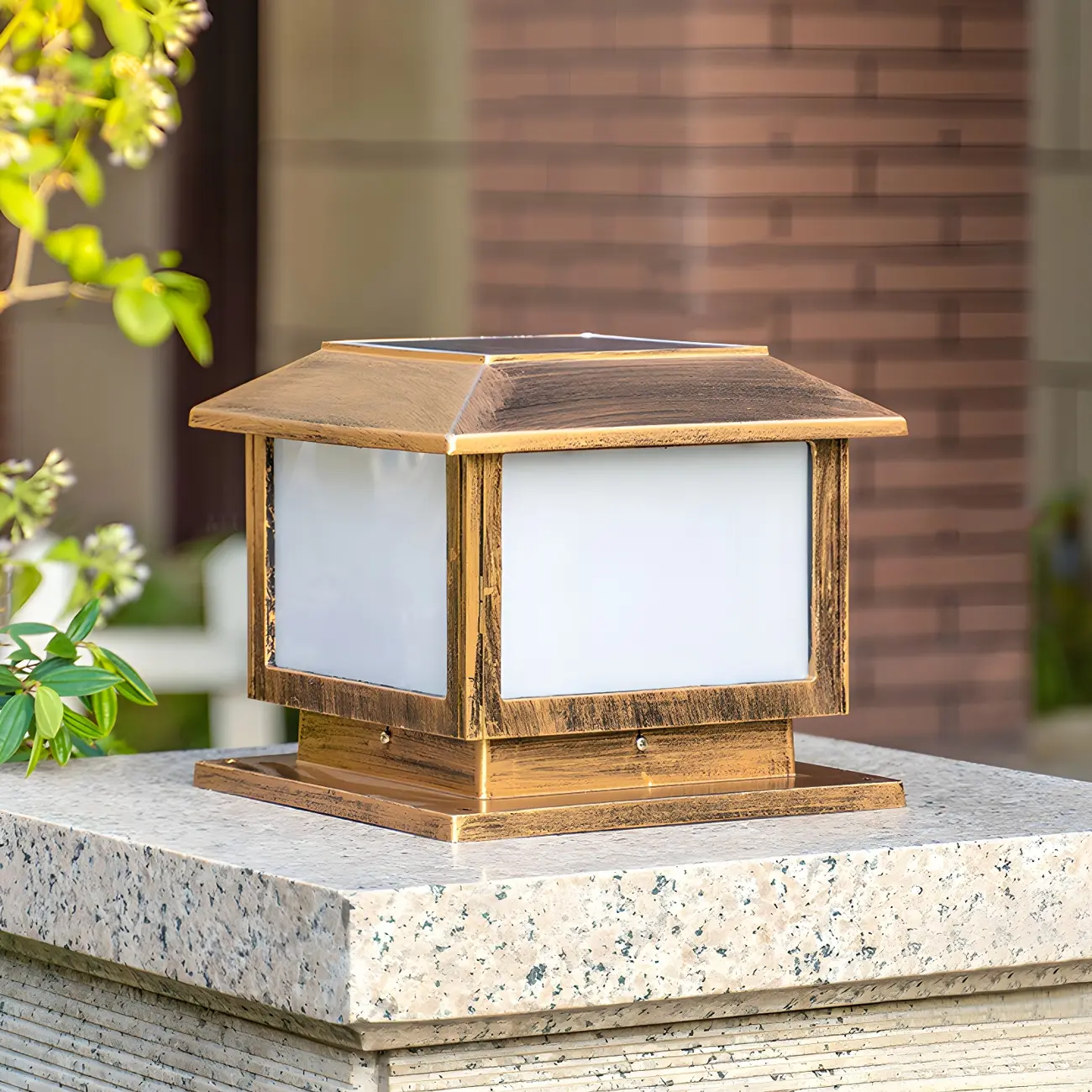 Geometric LED Pillar Light Modern Solar Lighting Fixture for Garden Image - 3 | homeyfad