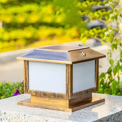 Geometric LED Pillar Light Modern Solar Lighting Fixture for Garden Image - 8