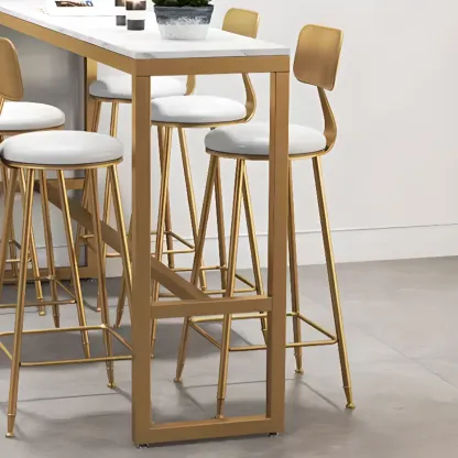 Elegant Faux Marble Bar Table Set with Upholstered Chairs Image - 6