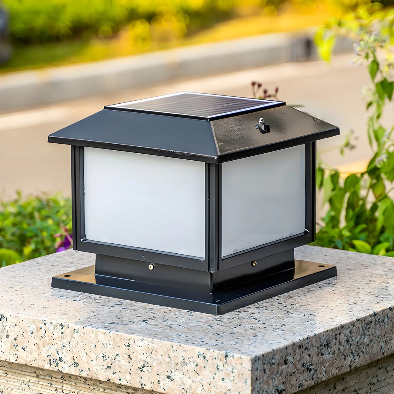 Geometric LED Pillar Light Modern Solar Lighting Fixture for Garden Image - 10 | homeyfad