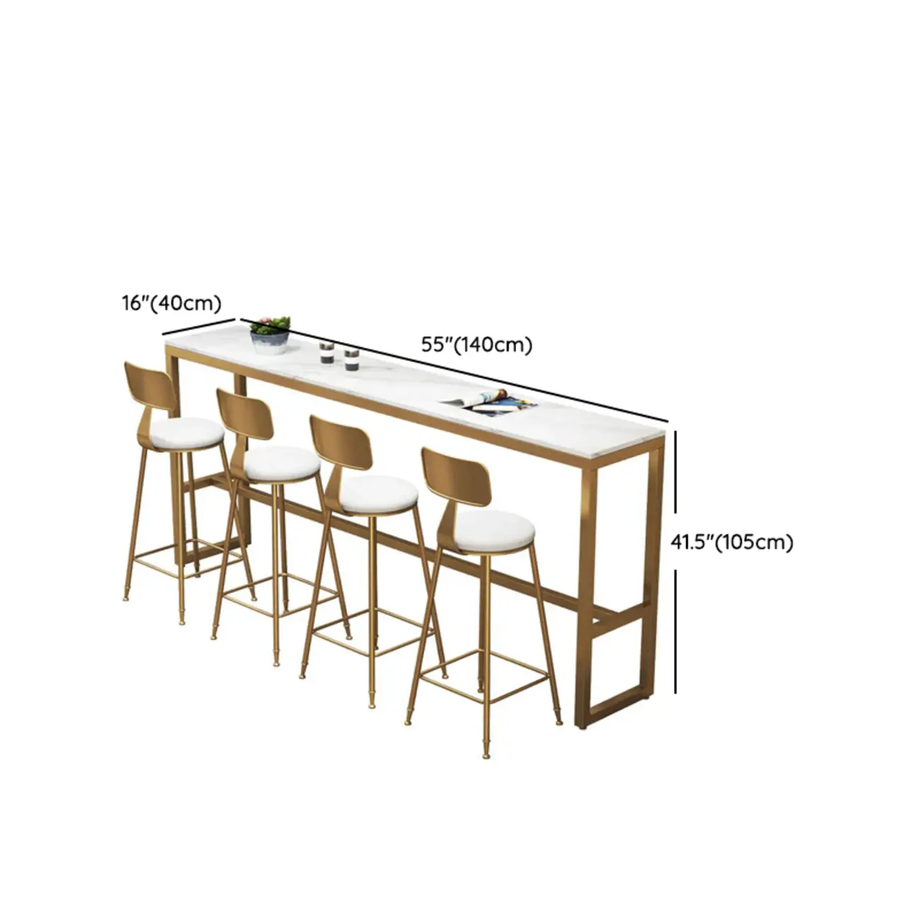 Elegant Faux Marble Bar Table Set with Upholstered Chairs Image - 11 | homeyfad