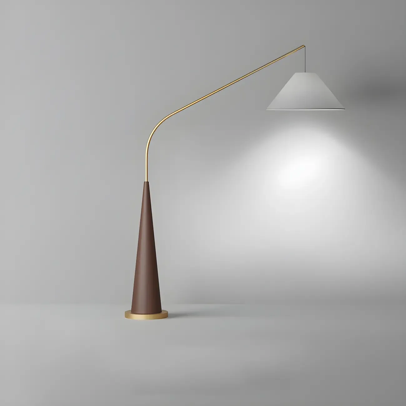 Wood Color Oriental Arc Floor Lamp with Pleated Fabric Shade Image - 2