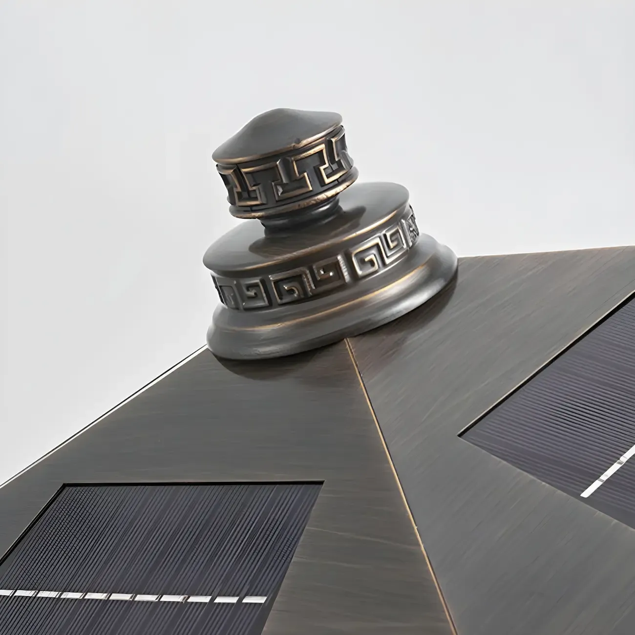 Rectangle Shape Metal Solar Pillar Lamp Modern 1 Light Outdoor Waterproof Light Image - 4