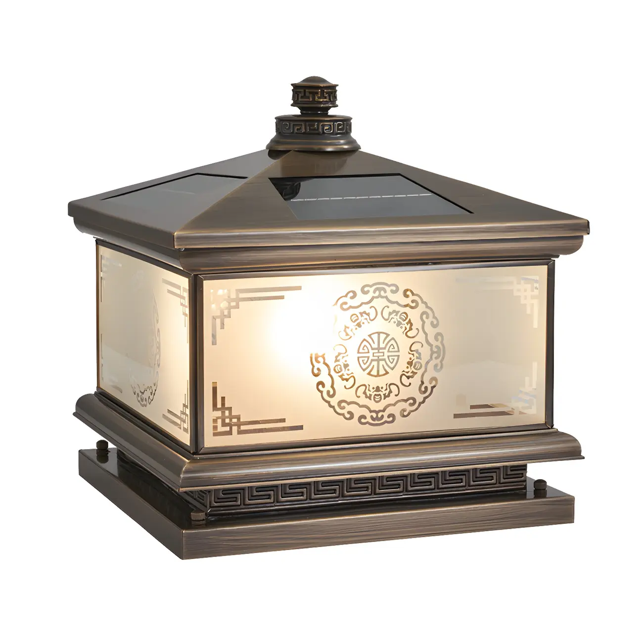 Rectangle Shape Metal Solar Pillar Lamp Modern 1 Light Outdoor Waterproof Light Image - 5 | homeyfad