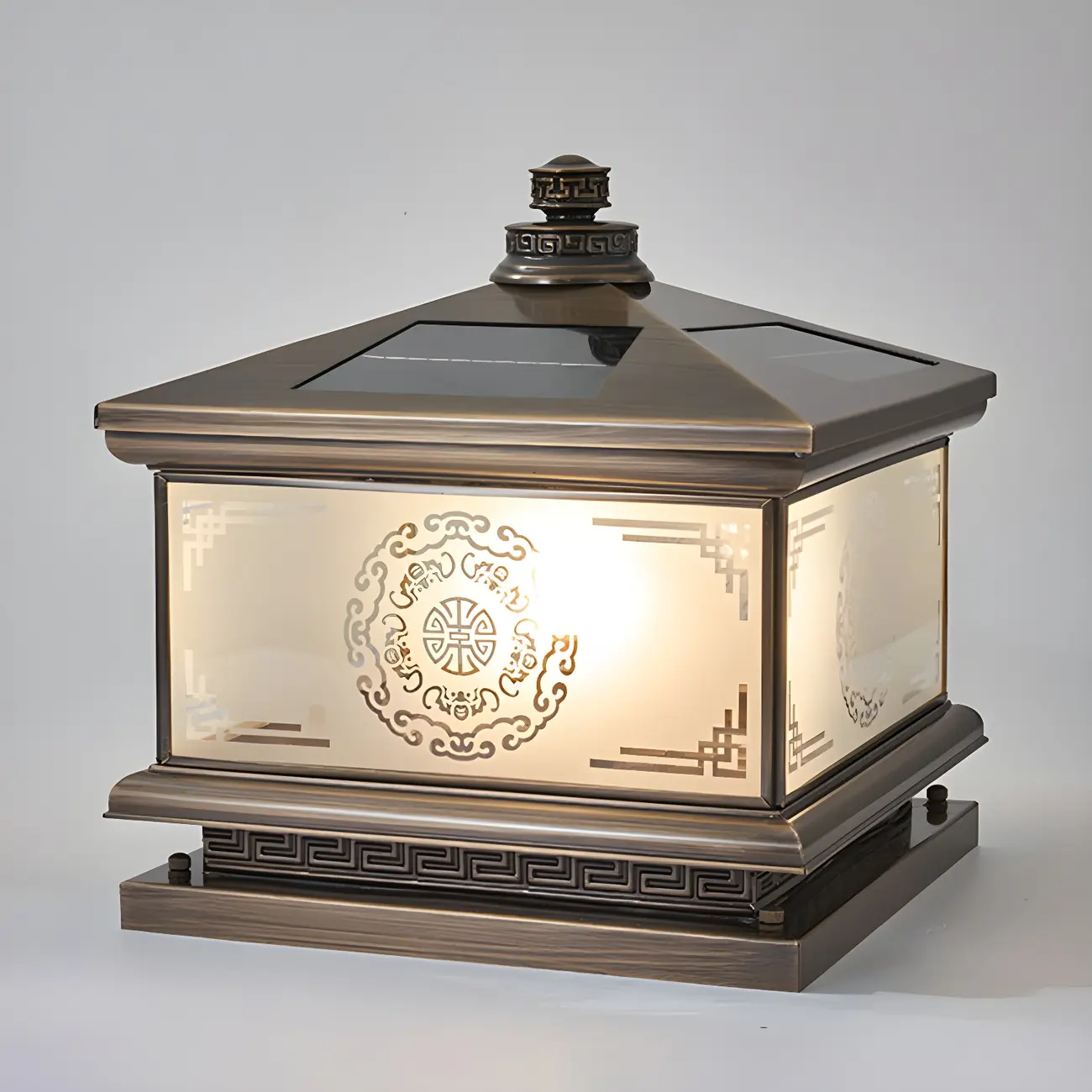 Rectangle Shape Metal Solar Pillar Lamp Modern 1 Light Outdoor Waterproof Light Image - 6 | homeyfad